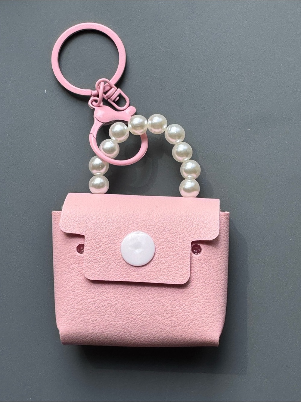 Pink Faux Leather Mini Purse Key Chain Bag Charm NWT